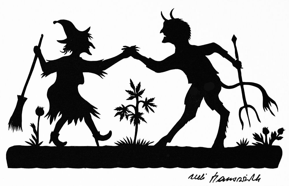 Scherenschnitt Aufforderung zum Tanz 10 x 5.5 cm, Nr. 6131