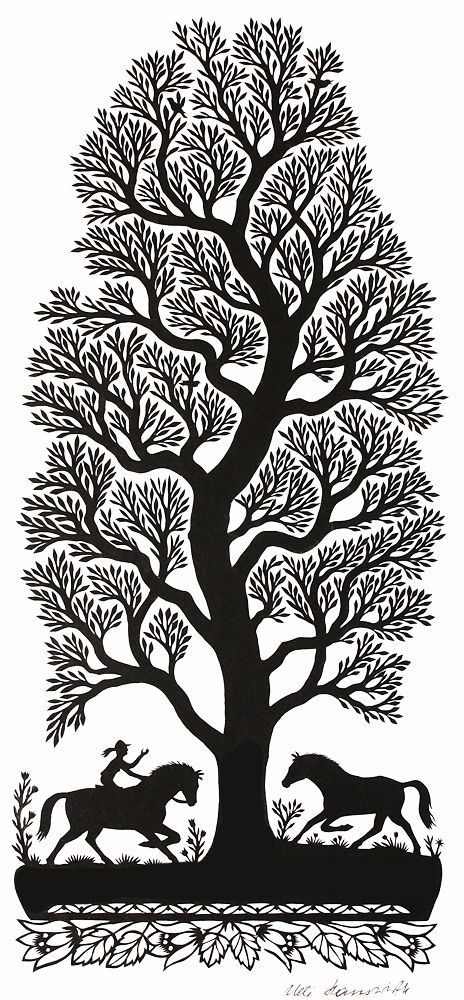 Scherenschnitt Laubbaum 11 x 25 cm, Nr. 6951